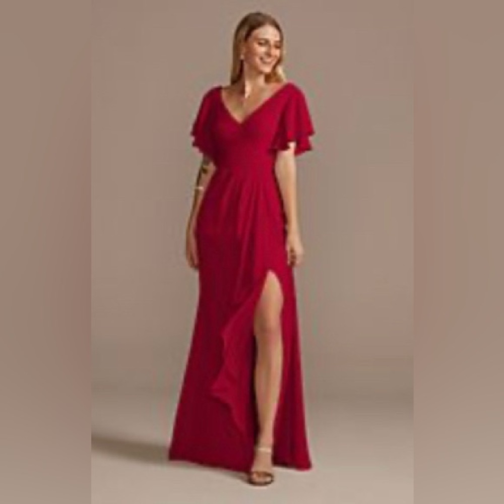 Flutter Sleeve Bridesmaid Dress with Cascade